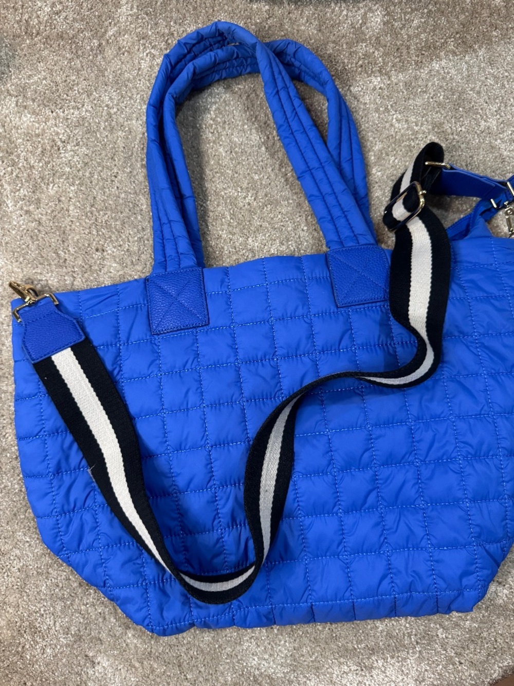 quilted puff tote bag